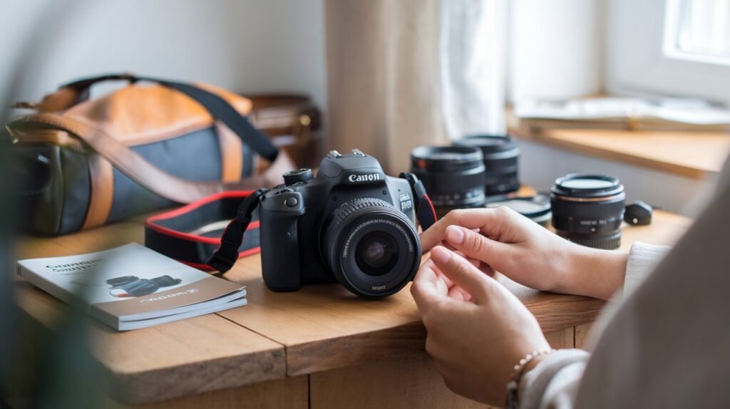 Canon EOS 2000D : l'appareil photo idéal pour les débutants, avec un design convivial et des accessoires essentiels pour apprendre la photographie.